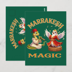 Postal Encantador de Serpientes y Palomas Marrrakech Magi
