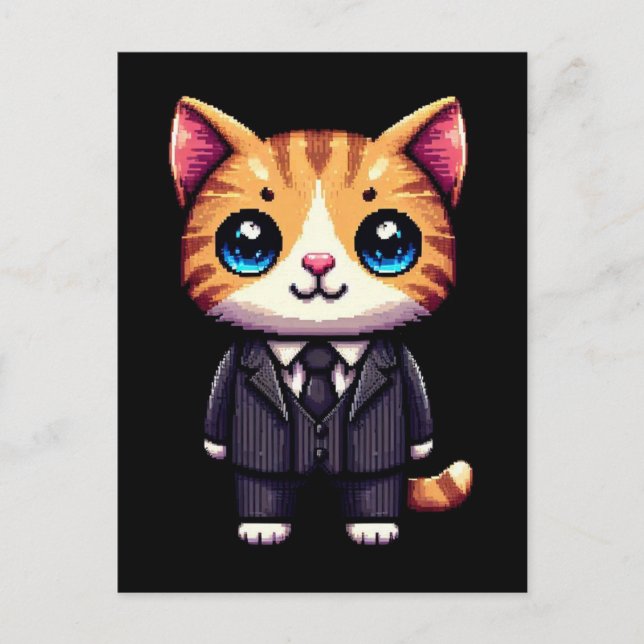 Postal Encantador Ejecutivo de Gato (Anverso)