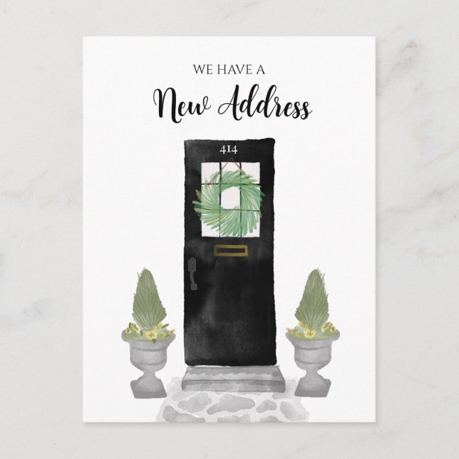 Postal Encantador Nos Mudamos Nueva Dirección Puerta Negr (Anverso)