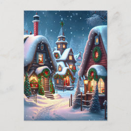 Postal Encantador pueblo de Navidades nevados