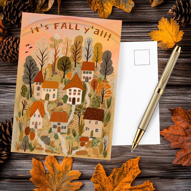 Postal Encantador pueblo otoñal es perfecto (Charming Autumn Village It's Fall Y'all Cute Postcard
)