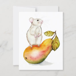 Postal Encantador ratón sobre una oreja