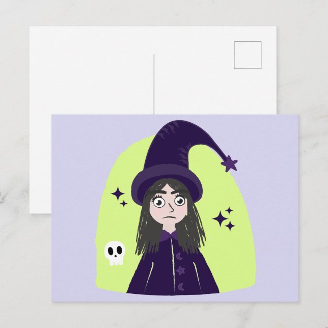 Postal Encantadora Bruja Enfadada Adorable (Anverso / Reverso)