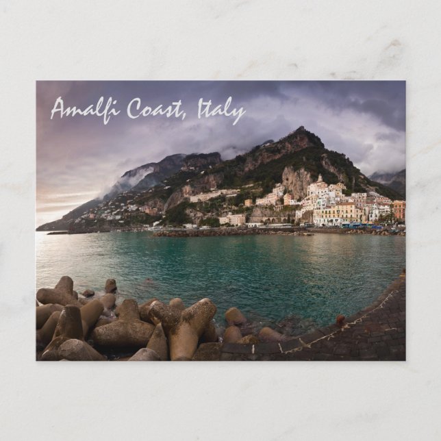 Postal Encantadora costa de Amalfi, ciudad costera de Ita (Anverso)