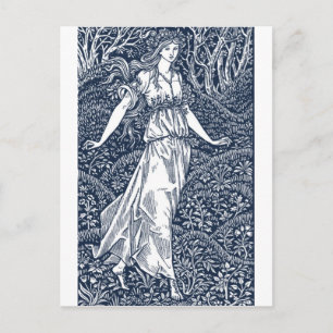 Postal Encantadora mujer del bosque al estilo de William