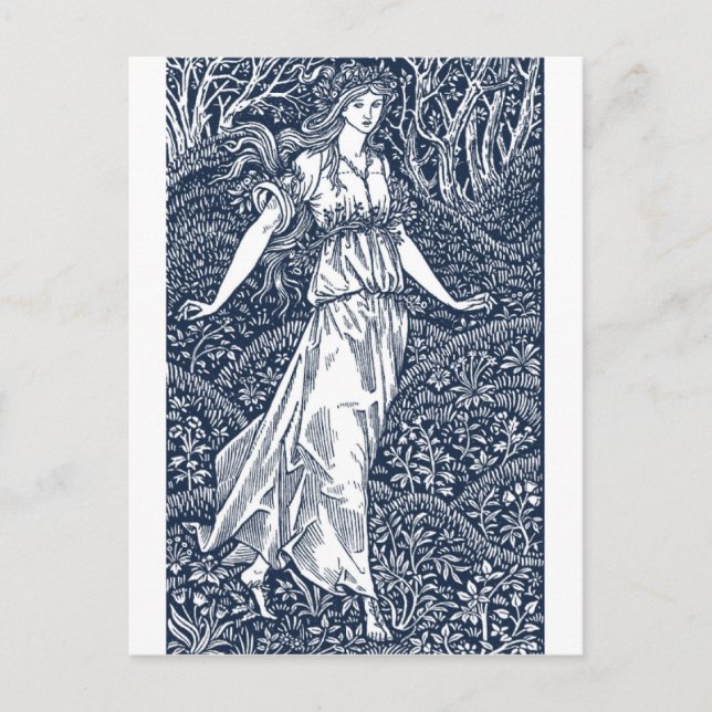 Postal Encantadora mujer del bosque al estilo de William  (Anverso)