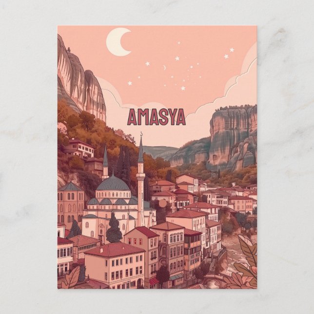 Postal Encantadora noche de Amasya, Turkiye (Anverso)