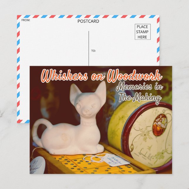 Postal Encanto de cosecha - Cobertura de gato cerámico (Anverso / Reverso)