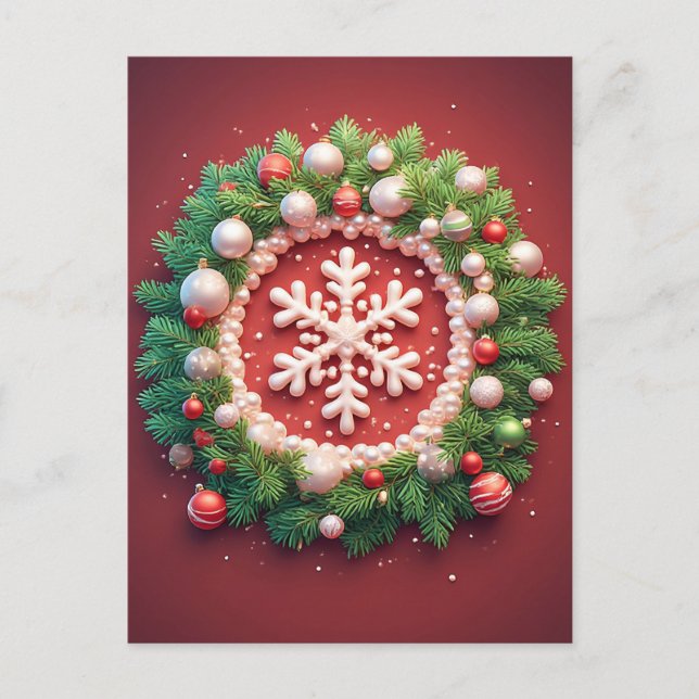 Postal ❄️ Encanto de Navidad de Copo de Nieve Elegante 🎄 (Anverso)