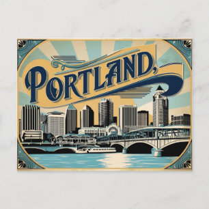 Postal Encanto de Portland Vintage de Ciudad Rosa Retro