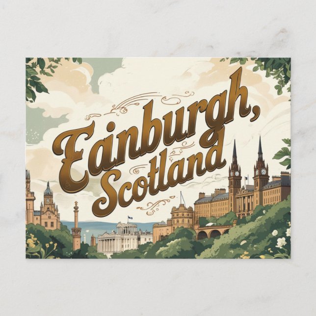 Postal Encanto vintage de Edimburgo (Anverso)