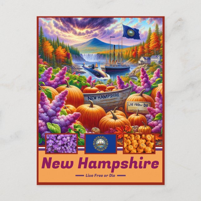 Postal Encantos de Nuevo Hampshire Maravillas Escénicas (Anverso)