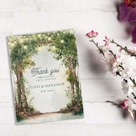Postal Enchanted Garden String Lights Wedding Thank You