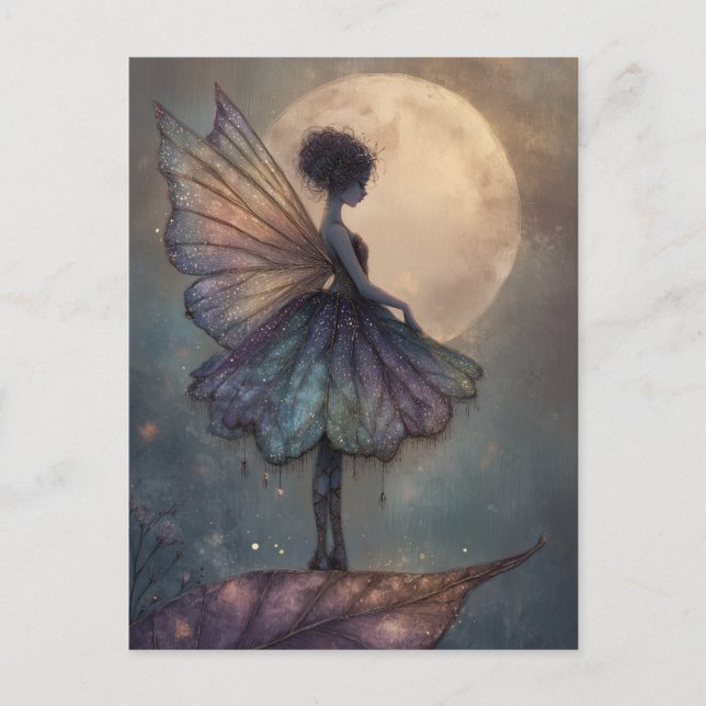 Postal Enchanted Moonlight Fairy Watercolor Fantasy (Anverso)