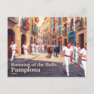 Postal Encierro de Pamplona, España