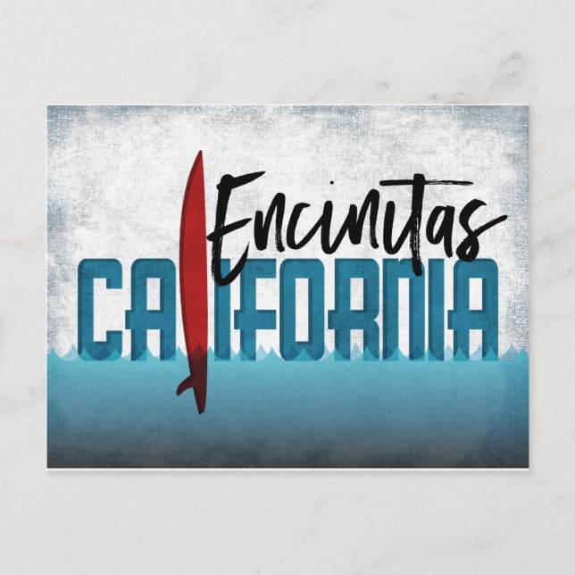 Postal Encinitas Postcard California Surfboard (Anverso)