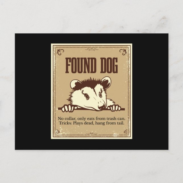 Postal Encontrado Perro Opossum Gopher (Anverso)
