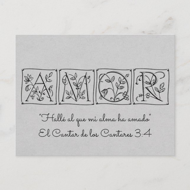 Postal Encontré al que ama mi alma~Escritura~Español (Anverso)