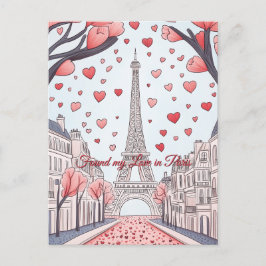 Postal Encontré mi amor en París El día de San Valentín d
