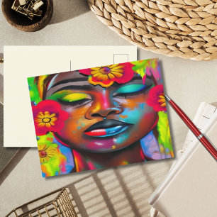 Postal Encontré mi paz Retrato abstracto de mujer negra