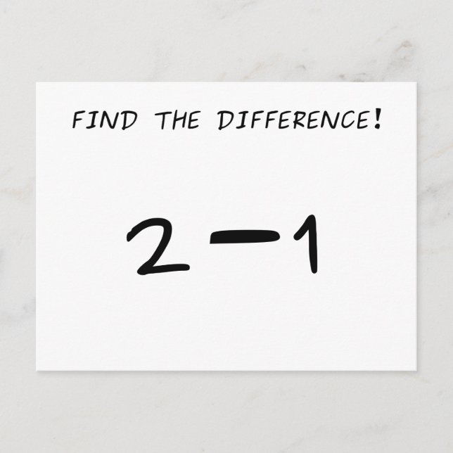 Postal ¡Encuentra la diferencia! 2 menos 1 (Anverso)