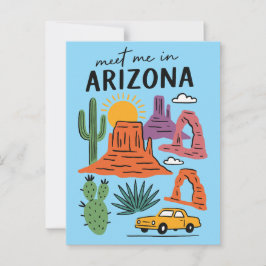 Postal Encuentrame en Arizona Retro Desierto Cactus Rocas