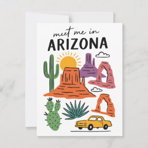 Postal Encuentrame En Desierto De Arizona Cactus Rojo Roc