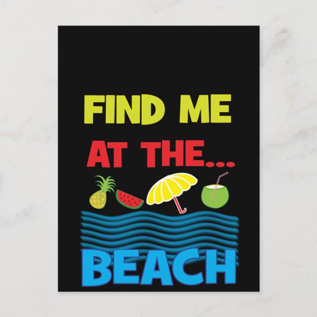 Postal Encuéntrame En El Diseño De Vacaciones De Verano E (Anverso)