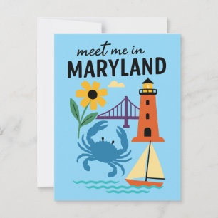 Postal Encuentrame en el Faro de Maryland Retro Costa Est