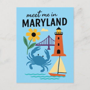 Postal Encuentrame en el Faro de Maryland Retro Costa Est
