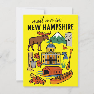 Postal Encuentrame En Iconos Retro De Las Montañas De New