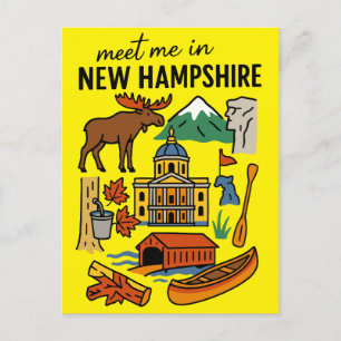Postal Encuentrame En Iconos Retro De Las Montañas De New