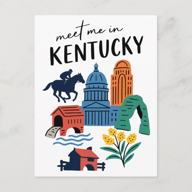 Postal Encuentrame en Kentucky el Estado del Bluegrass An (Anverso)