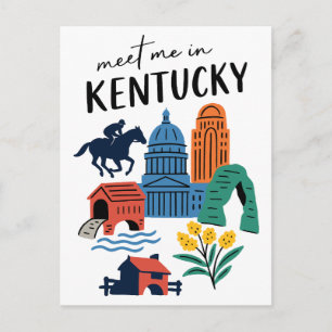 Postal Encuentrame en Kentucky Vintage Estado Bluegrass