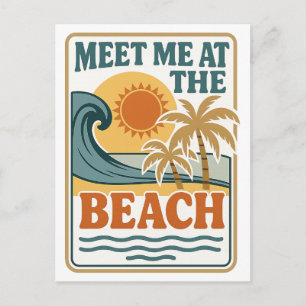 Postal Encuentrame En La Playa Vacaciones De Verano Retro