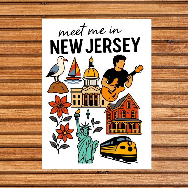 Postal Encuentrame en los puntos de referencia de la cost (Meet Me In New Jersey Shore Landmarks Postcard
)