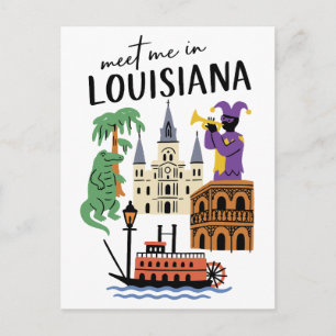 Postal Encuentrame en Louisiana Mardi Gras Caimán Jazz