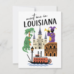 Postal Encuentrame en Louisiana Mardi Gras Jazz de Cocodr