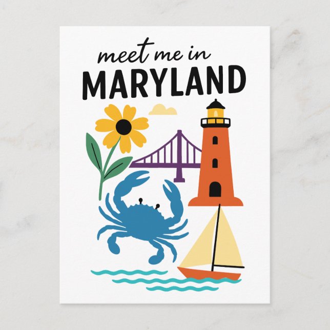 Postal Encuéntrame En Maryland Lighthouse Sailboat East C (Anverso)