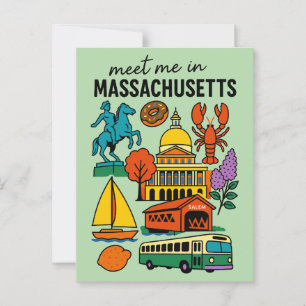 Postal Encuentrame En Massachusetts Langosta Retro De Bos