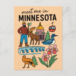 Postal Encuéntrame En Minnesota Loon Moose Lumberjack Ico