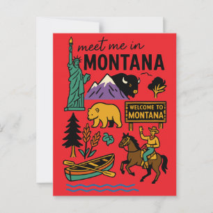 Postal Encuentrame En Montana Viaje Al Estado Cowboy Vint