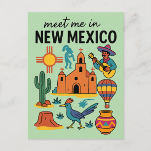 Postal Encuentrame En Nuevo México Retro del Sudoeste