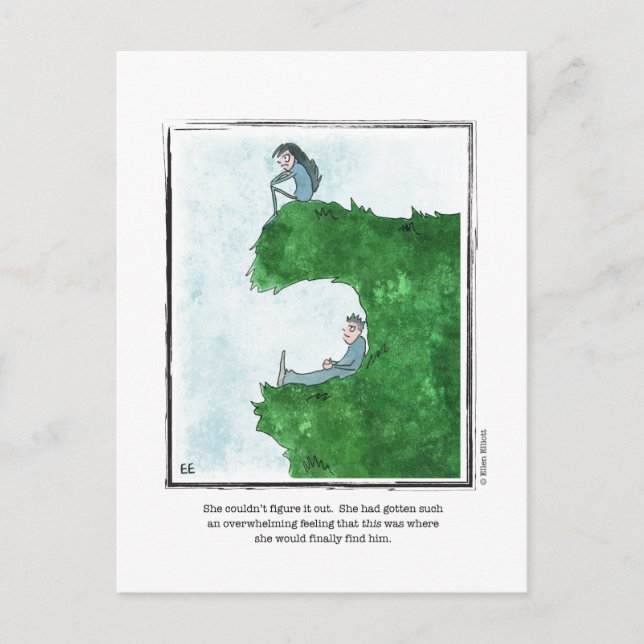 Postal ENCUÉNTRELO dibujo animado de Ellen Elliott (Anverso)