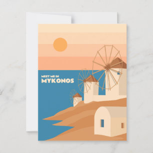Postal Encuéntrenme en Mykonos: Molinos de viento griegos