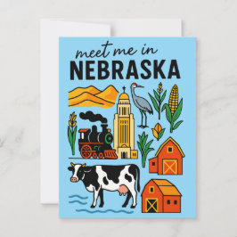Postal Encuéntrenme En Nuevos Iconos Retro De Nebraska