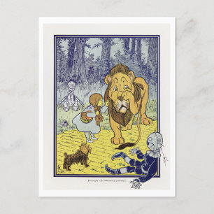 Postal Encuentro con el asistente de león cobarde de Oz