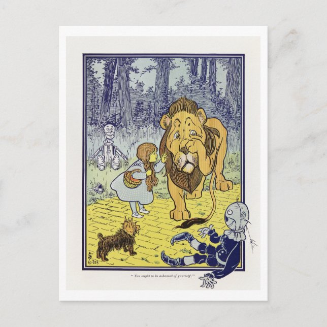Postal Encuentro con el asistente de león cobarde de Oz (Anverso)
