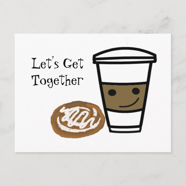 Postal Encuentro de café adorable (Anverso)