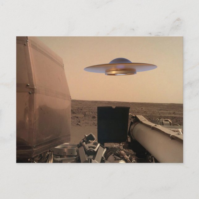 Postal Encuentro de Saucer de OVNI de Mars InSight Alien (Anverso)